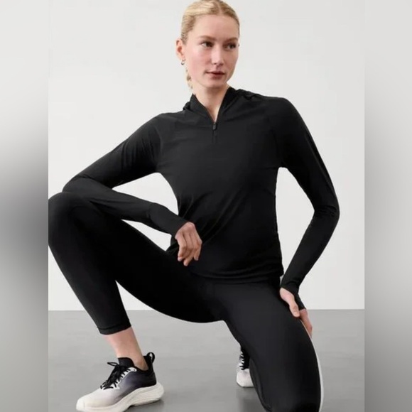 Athleta Tops - NWT Athleta Ultimate Half Zip Black Hoodie Size XS (#659631)